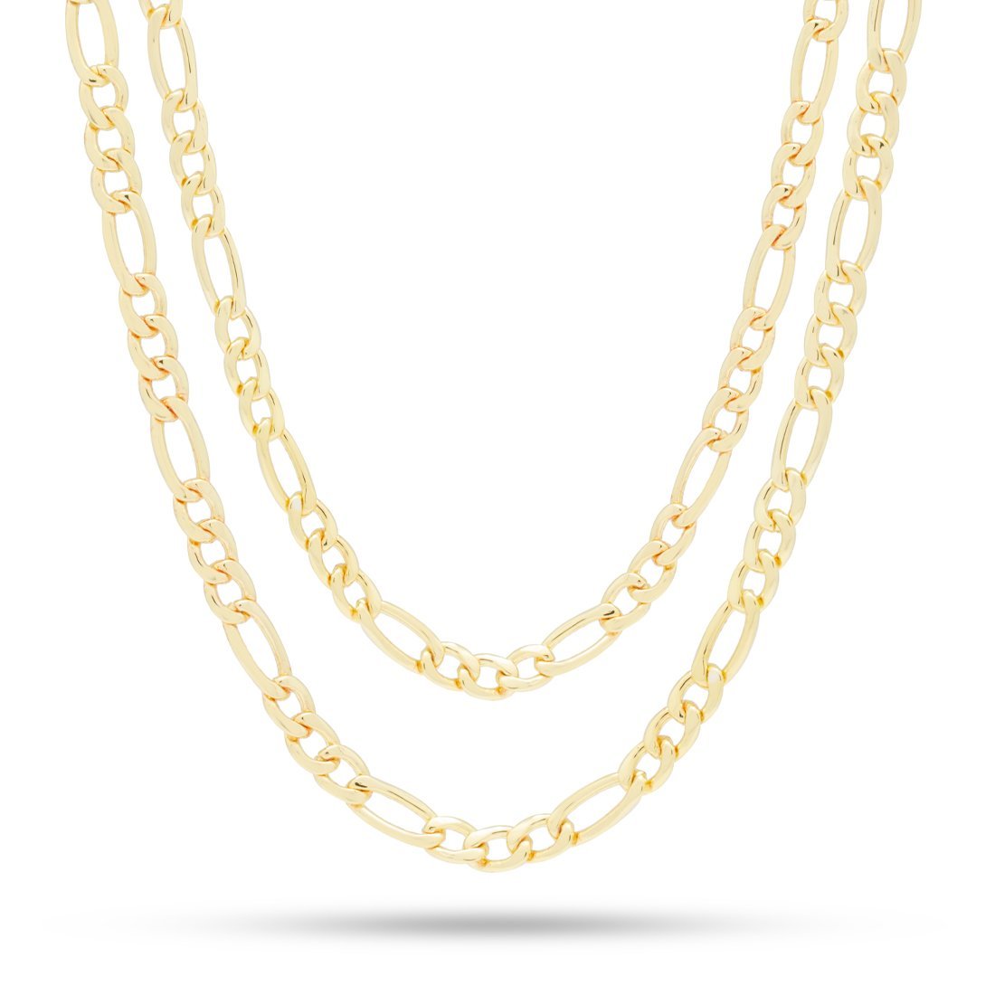 5mm Figaro Chain Choker Set in Gold Plated / 14K Gold / 18"/20" by King Ice