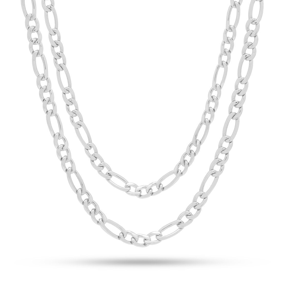 5mm Figaro Chain Choker Set in Gold Plated / White Gold / 18"/20" by King Ice