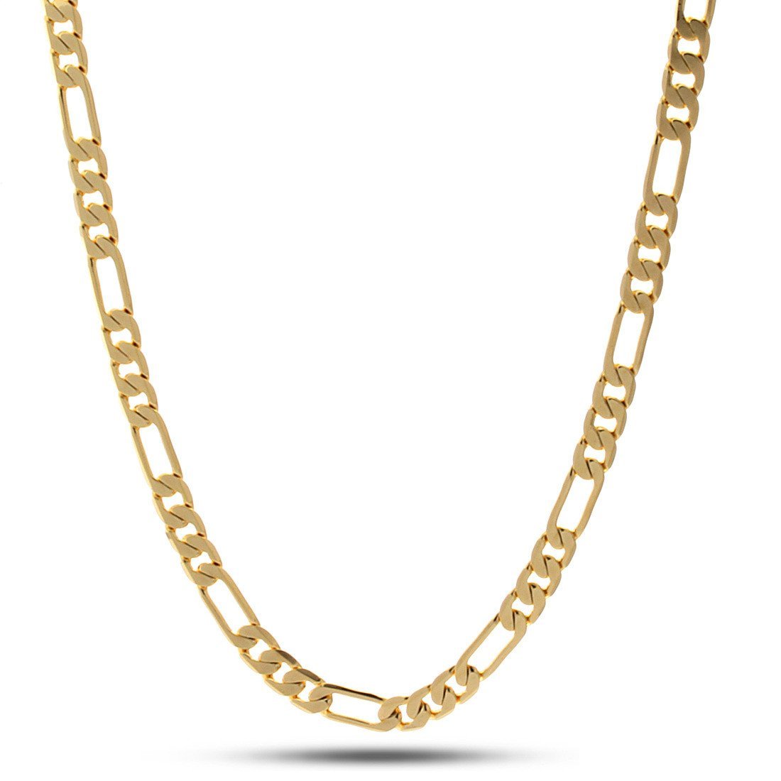 5mm Figaro Chain in Gold Plated / 14K Gold / 18" by King Ice