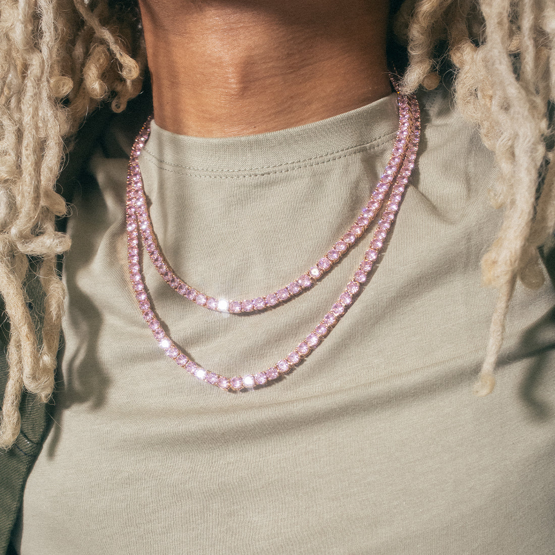 5mm Pink Tennis Chain in by King Ice