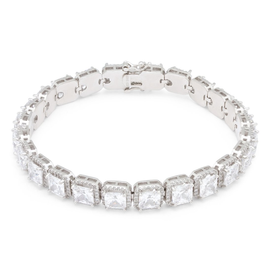 5mm Princess-Cut Tennis Bracelet in White Gold / 8" by King Ice