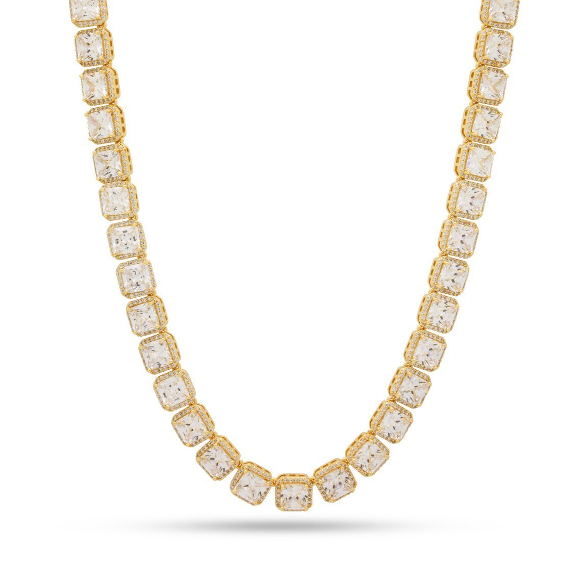5mm Princess-Cut Tennis Chain in Gold Plated / 14K Gold / 18" by King Ice
