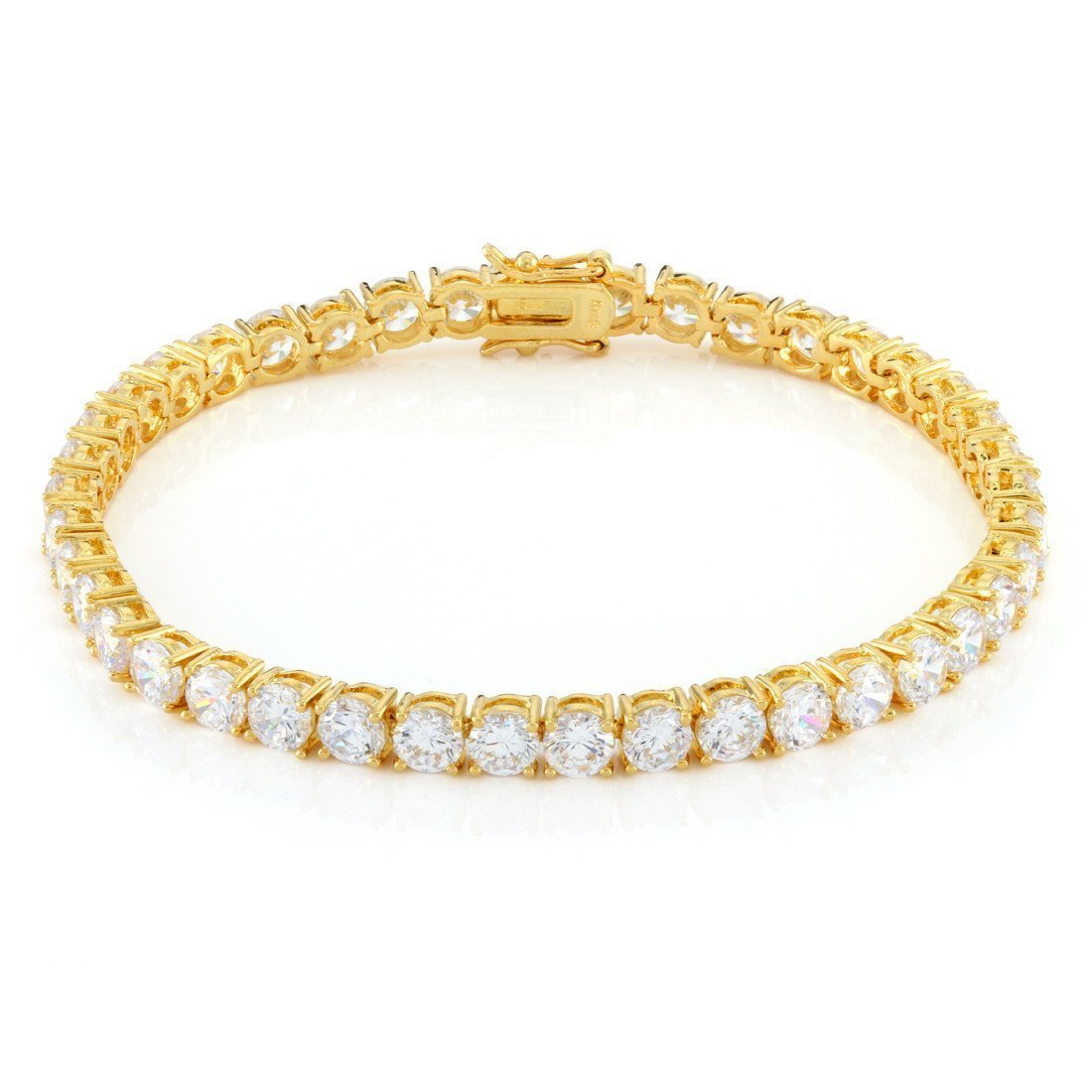 5mm Tennis Bracelet in Gold Plated / 14K Gold / 8" by King Ice
