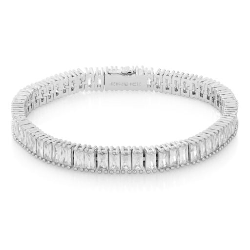 6mm Baguette Tennis Bracelet in Gold Plated / White Gold / 8" by King Ice