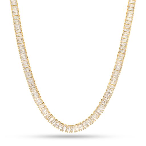 6mm Baguette Tennis Chain in Gold Plated / 14K Gold / 18" by King Ice