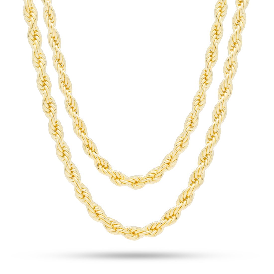 5mm Rope Chain Choker Set in Gold Plated / 14K Gold / 18"/20" by King Ice
