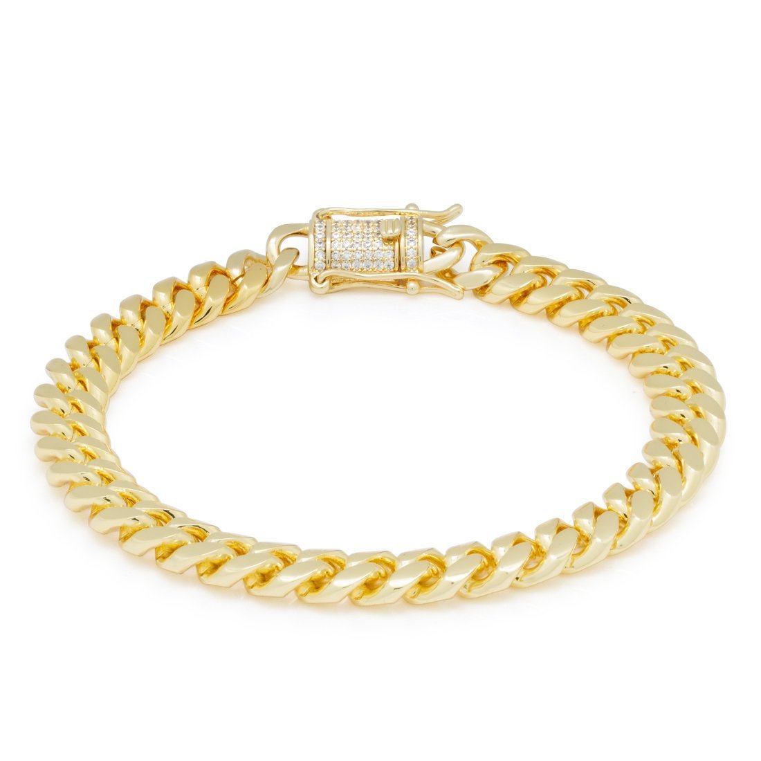 8mm Miami Cuban Link Bracelet in Gold Plated / 14K Gold / 8" by King Ice