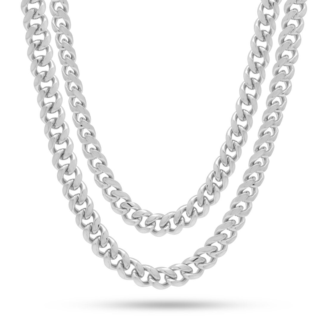 8mm Miami Cuban Link Chain Choker Set in Gold Plated / White Gold / 18"/20" by King Ice