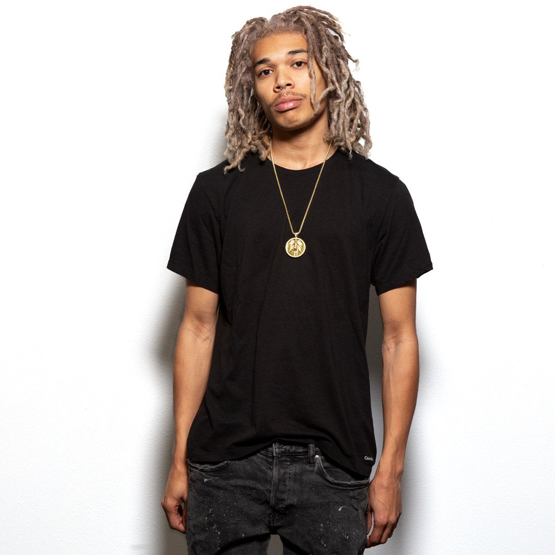 Angel Medallion Necklace in 14K Gold / 2" by King Ice