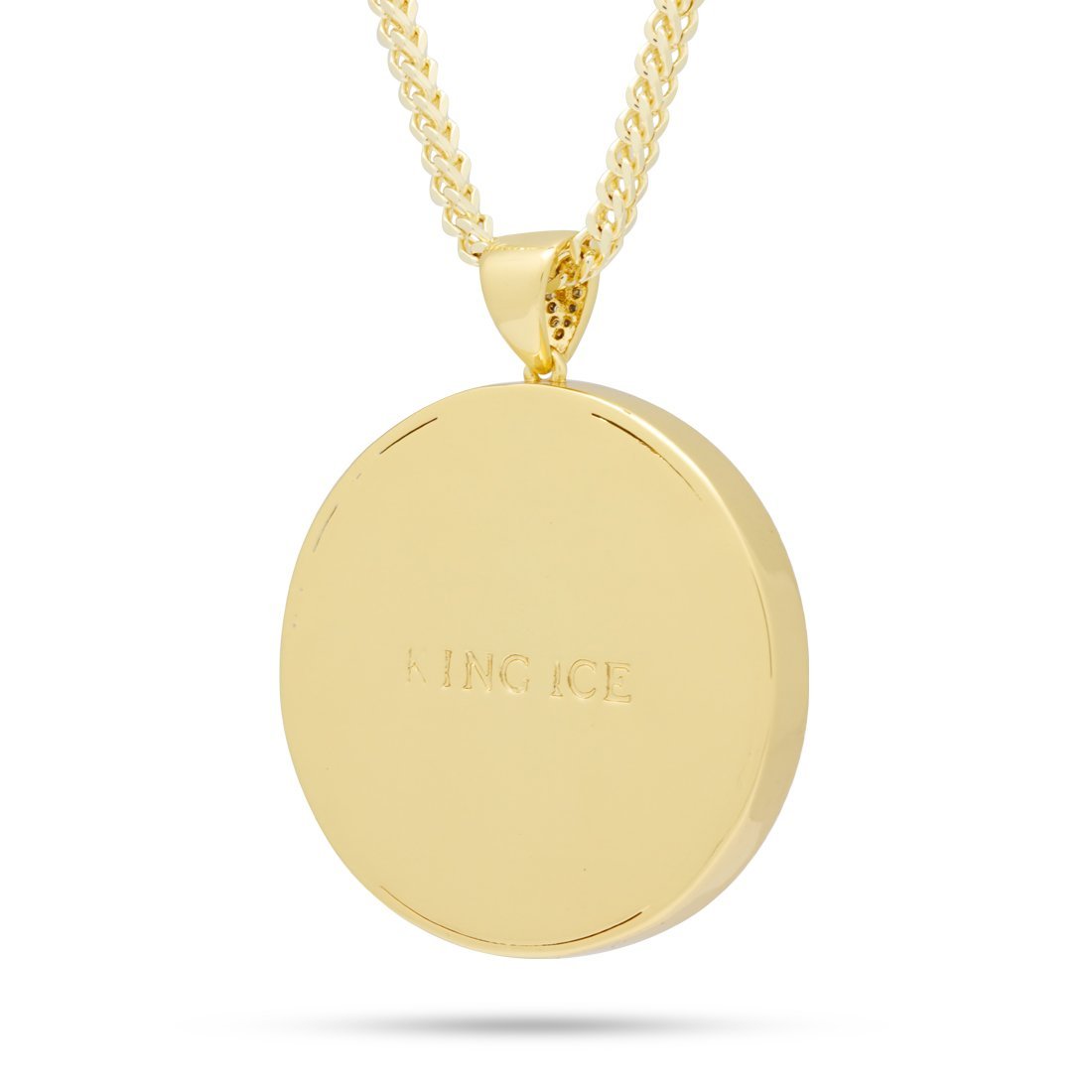 Angel Medallion Necklace in 14K Gold / 2" by King Ice