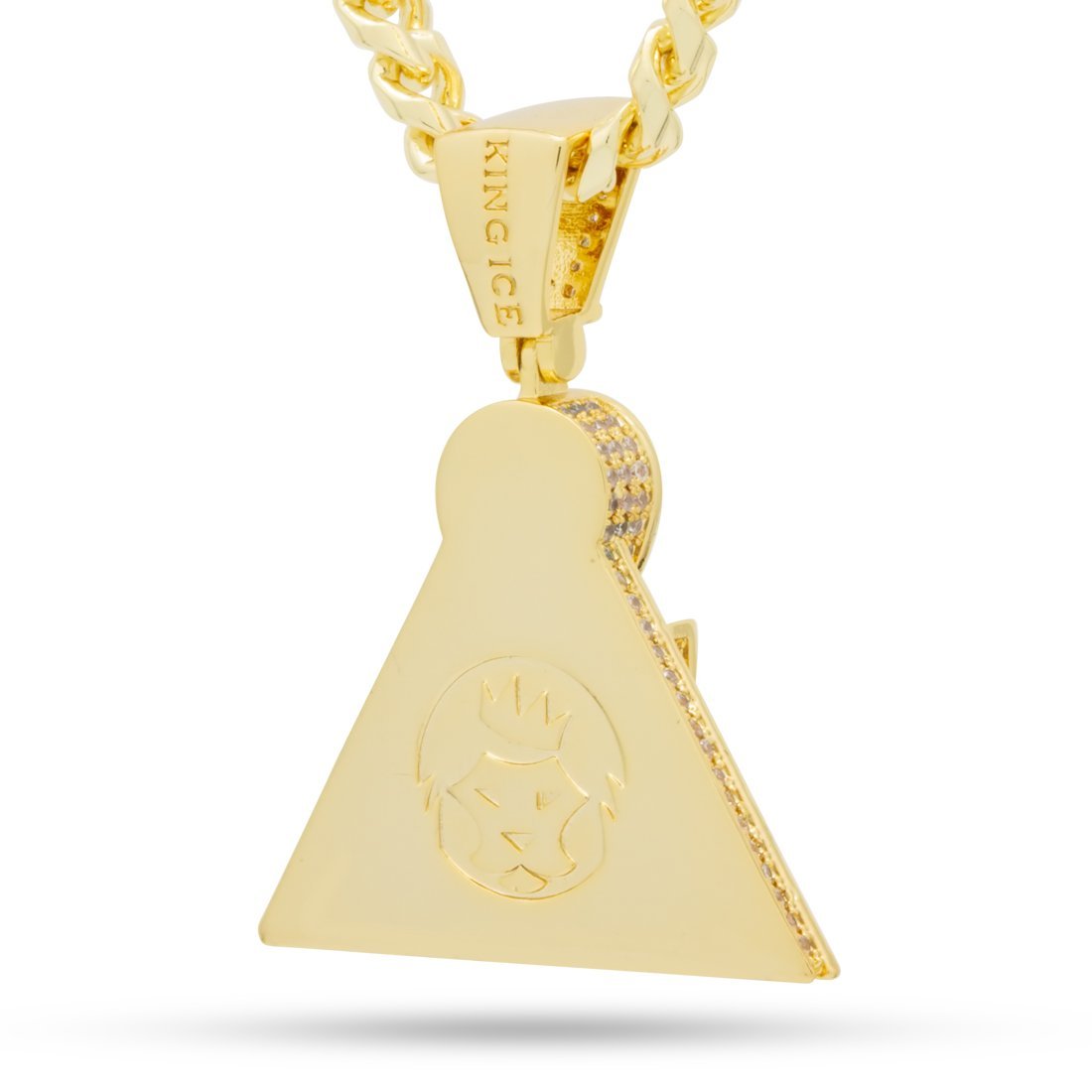 Ankh Key Pyramid Necklace in 14K Gold / 1.6" by King Ice