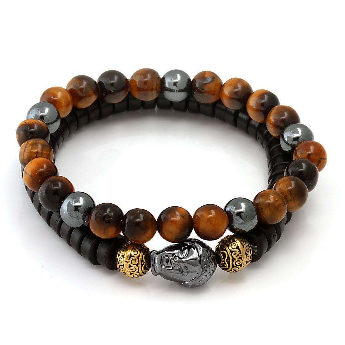 Auspicious Buddha Bracelet Set by MARZ in Black / 8.5" by King Ice