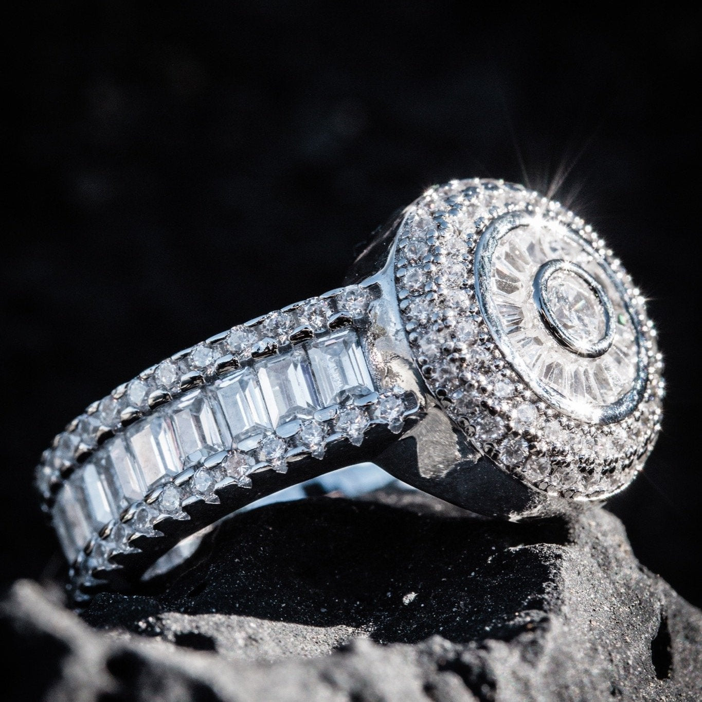 Baguette-Cut Cluster Ring in by King Ice