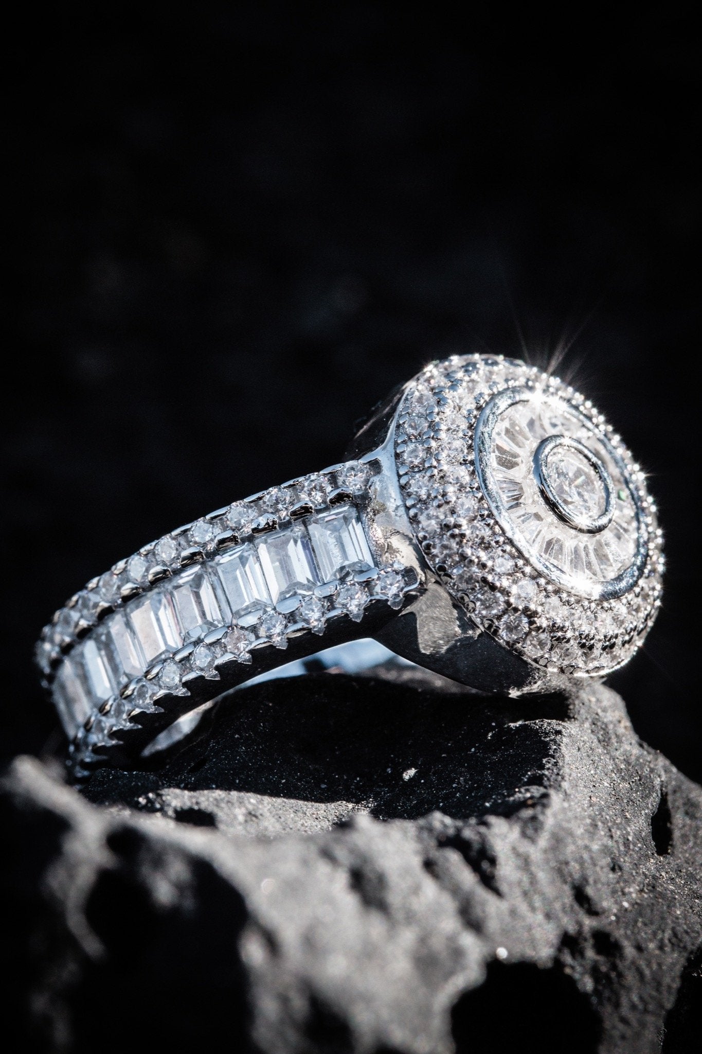 Baguette-Cut Cluster Ring in by King Ice