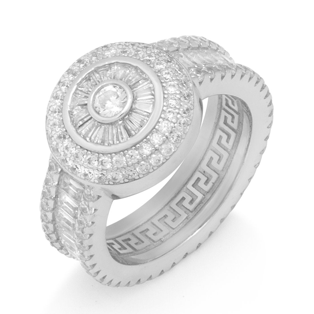 Baguette-Cut Cluster Ring in Sterling Silver / White Gold / 7 by King Ice