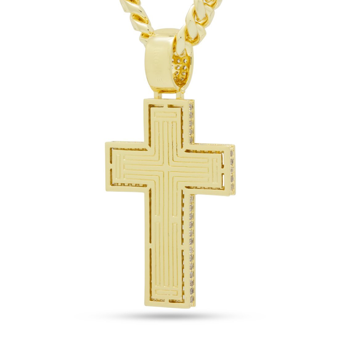 Baguette Cut Cross Necklace in by King Ice