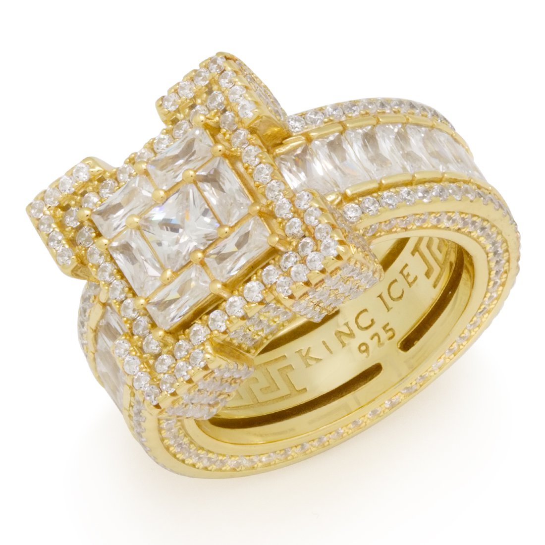 Baguette-Cut Platform Ring in Sterling Silver / 14K Vermeil / 7 by King Ice