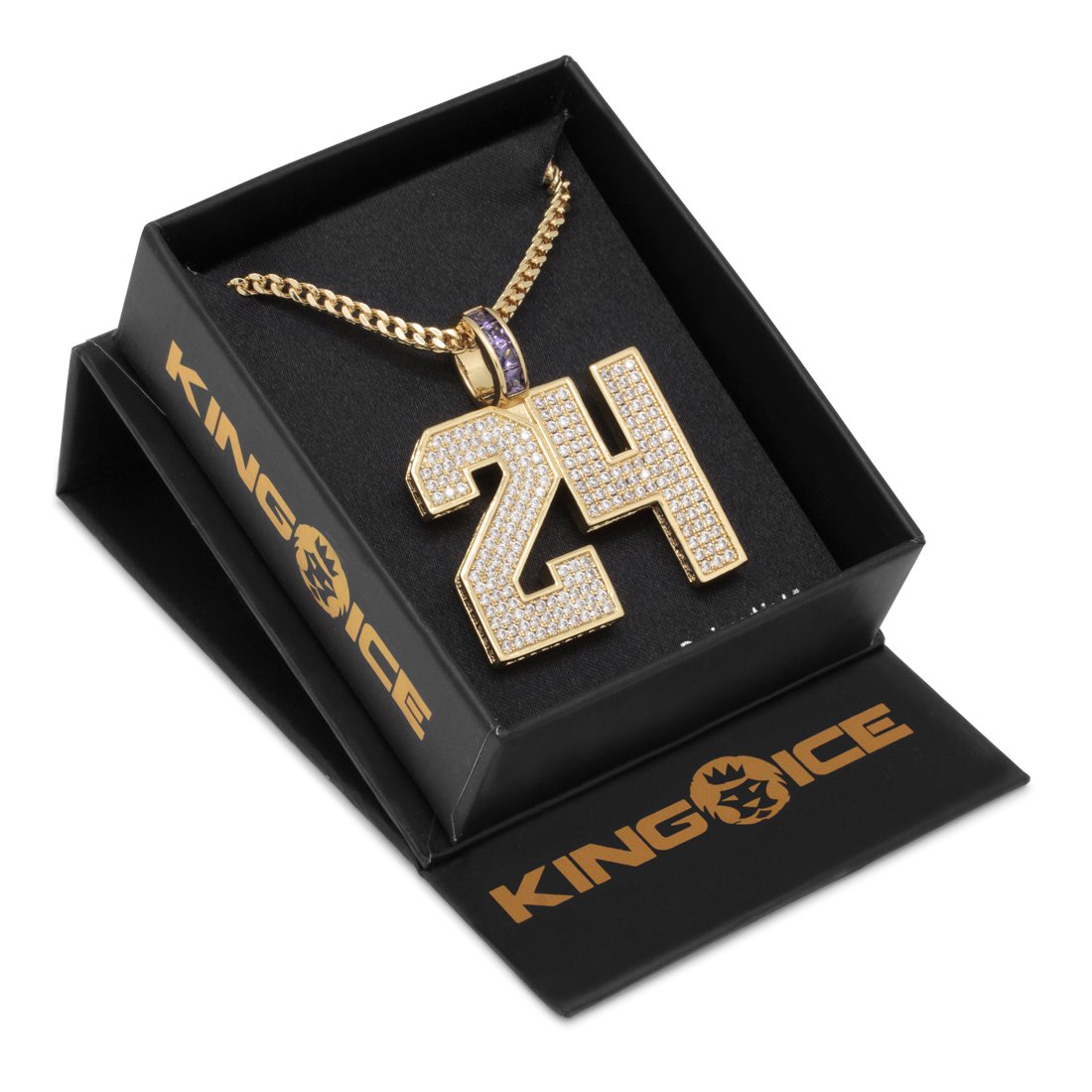 Black Mamba Classic Number 24 Necklace in 14K Gold / 1.7" by King Ice