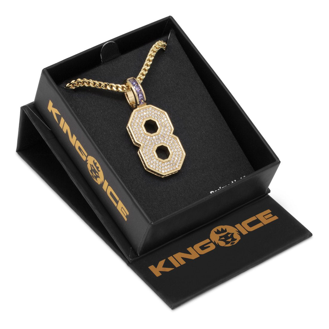 Black Mamba Classic Number 8 Necklace in 14K Gold / 1.7" by King Ice