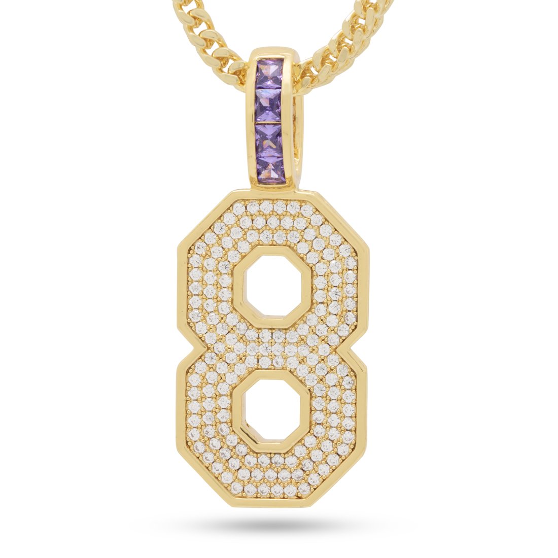 Black Mamba Classic Number 8 Necklace in 14K Gold / 1.7" by King Ice
