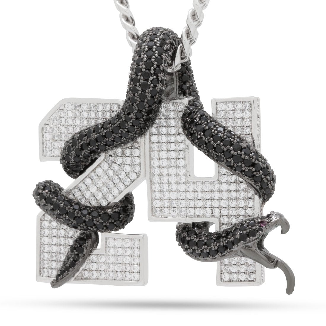 Black Mamba Number 24 Necklace in White Gold / 2.1" by King Ice