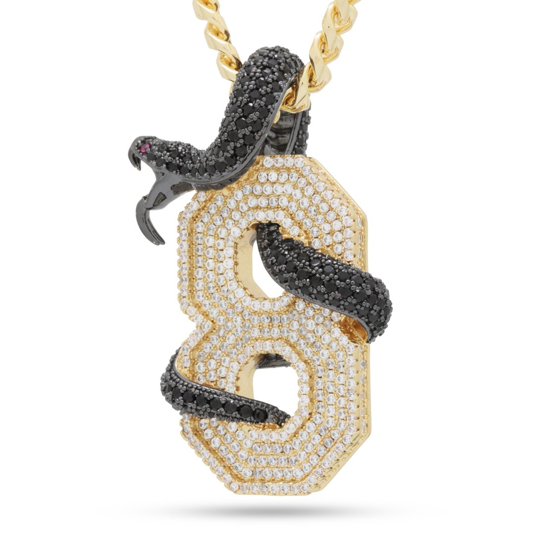 Black Mamba Number 8 Necklace in 14K Gold / 2.1" by King Ice