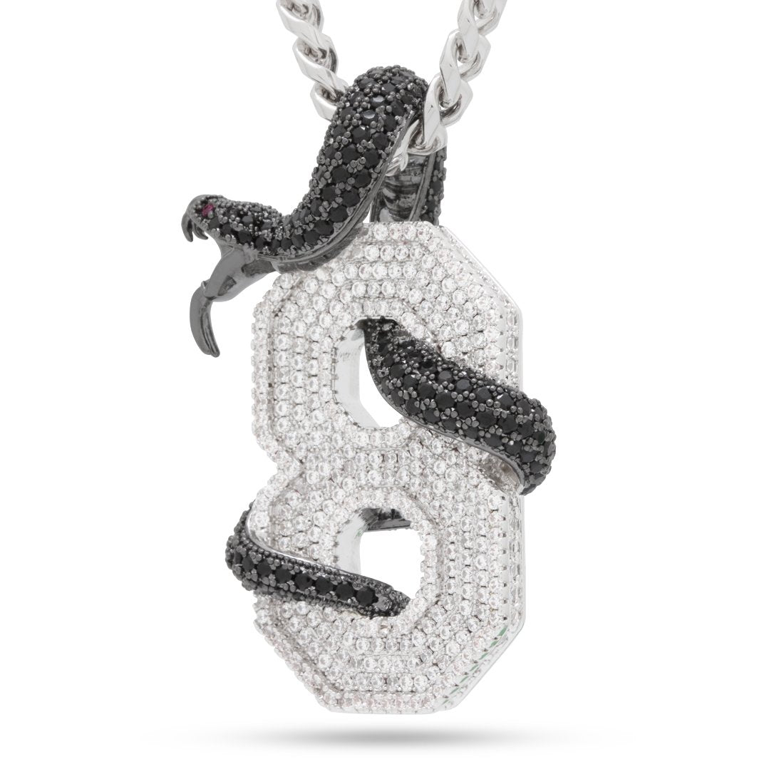 Black Mamba Number 8 Necklace in White Gold / 2.1" by King Ice