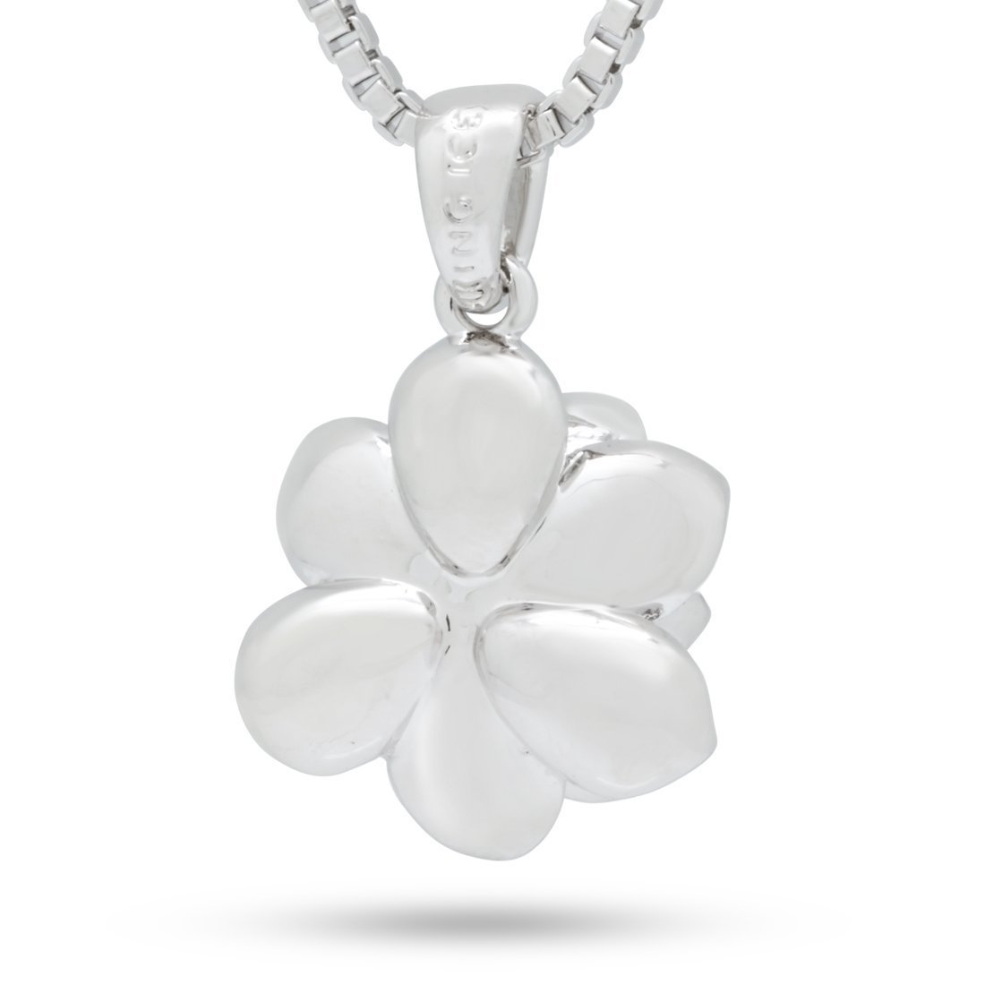 Blue Lotus of Wisdom Necklace in White Gold / 1" by King Ice