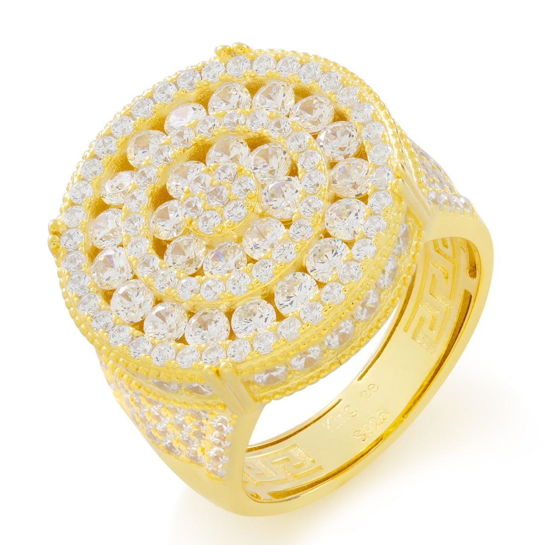 Brilliant-Cut Cluster Ring in Sterling Silver / 14K Vermeil / 7 by King Ice