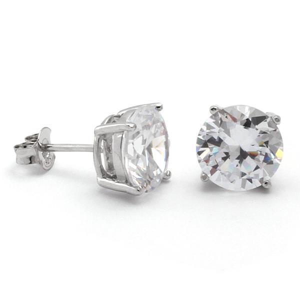 Brilliant-Cut Stud Earrings in Sterling Silver / White Gold / 5mm by King Ice