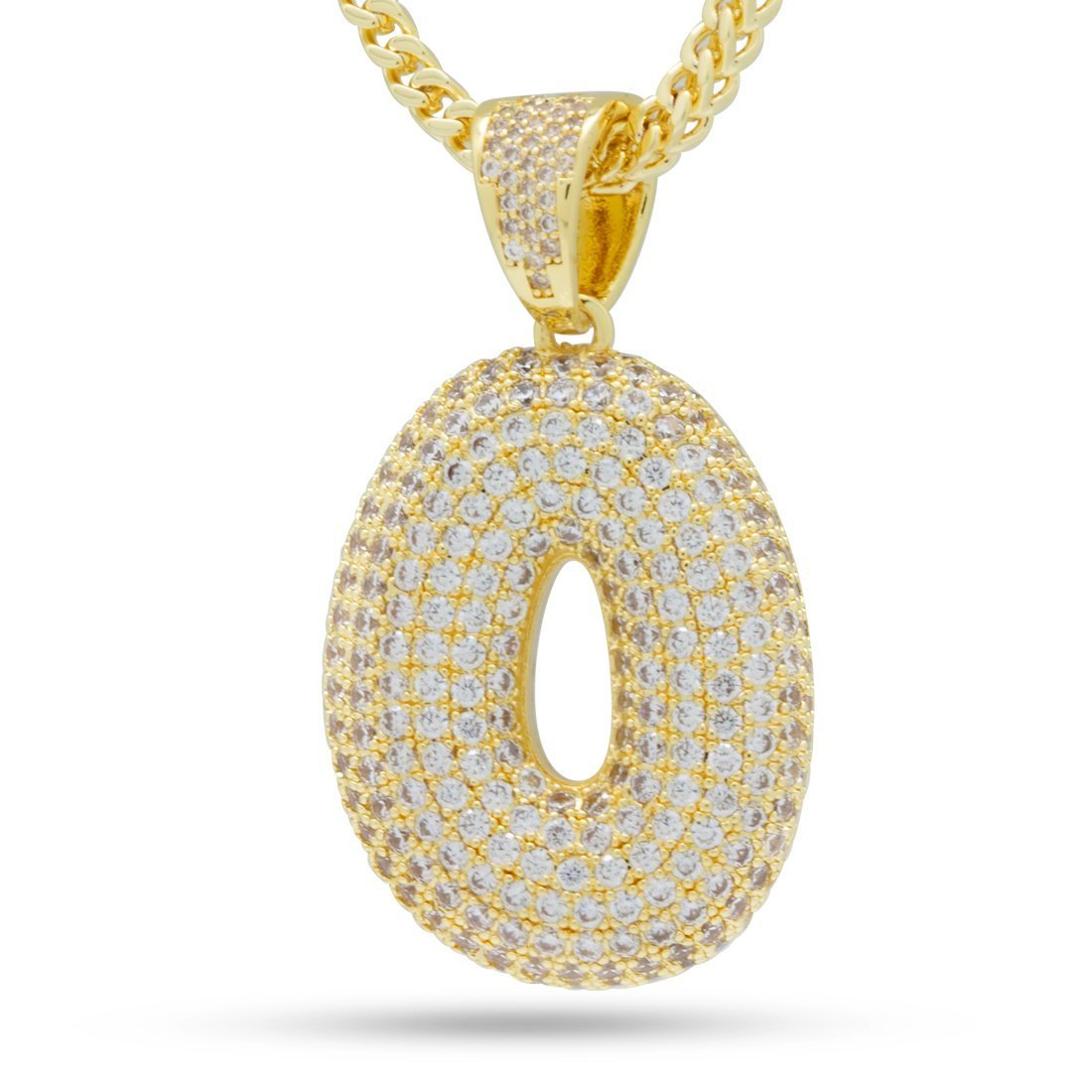 Bubble Letter O Necklace in 14K Gold / 1.7" by King Ice