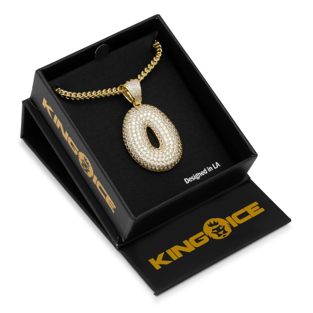 Bubble Letter O Necklace in 14K Gold / 1.7" by King Ice