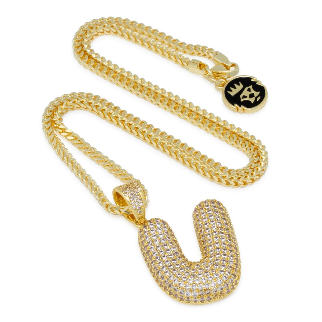Bubble Letter U Necklace in 14K Gold / 1.7" by King Ice