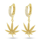 14K Vermeil / Sterling Silver / 1.3" Cannabis Leaf Hanging Earrings