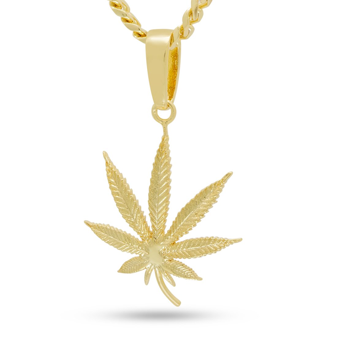 Cannabis Leaf Necklace in 14K Gold / 1.5" by King Ice