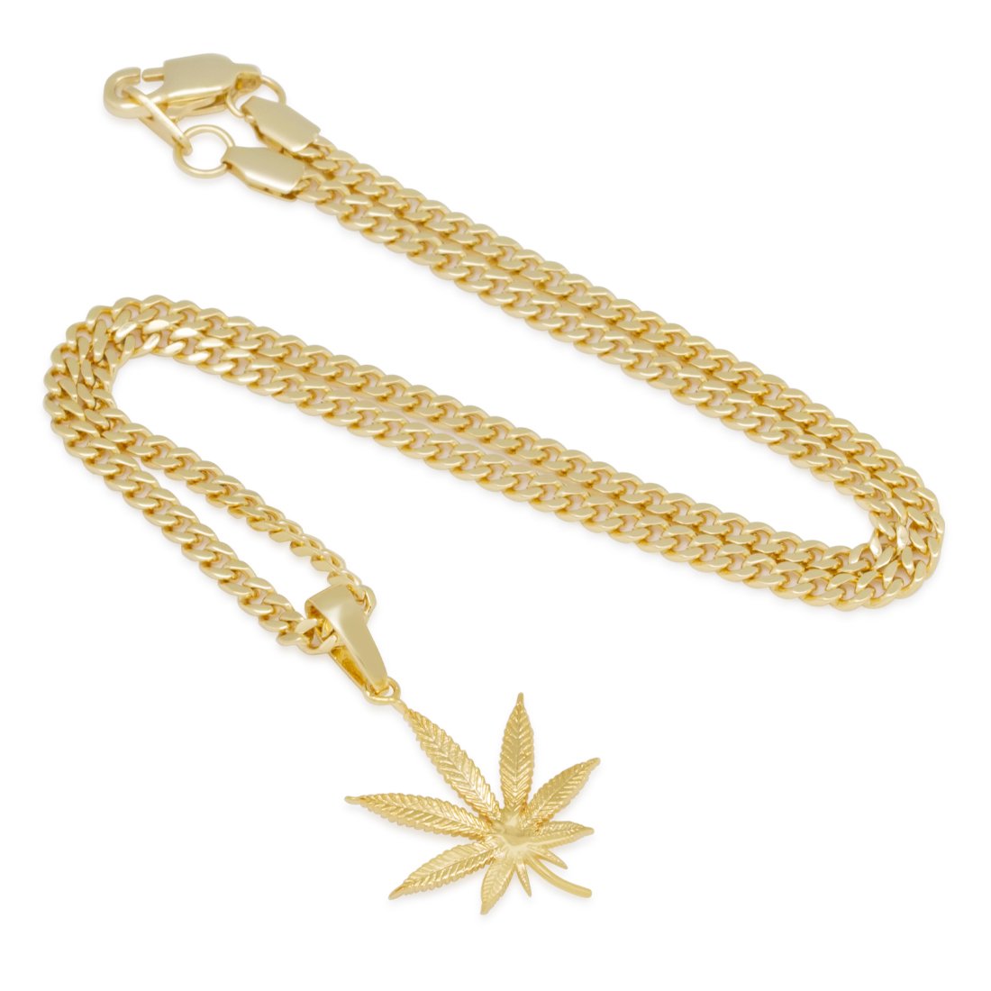 Cannabis Leaf Necklace in by King Ice