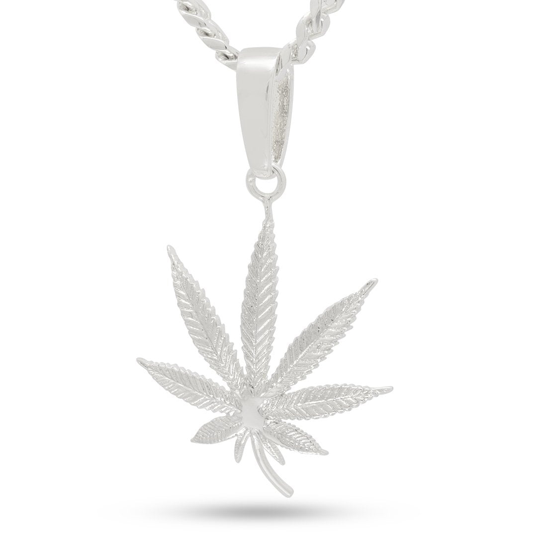 Cannabis Leaf Necklace in White Gold / 1.5" by King Ice