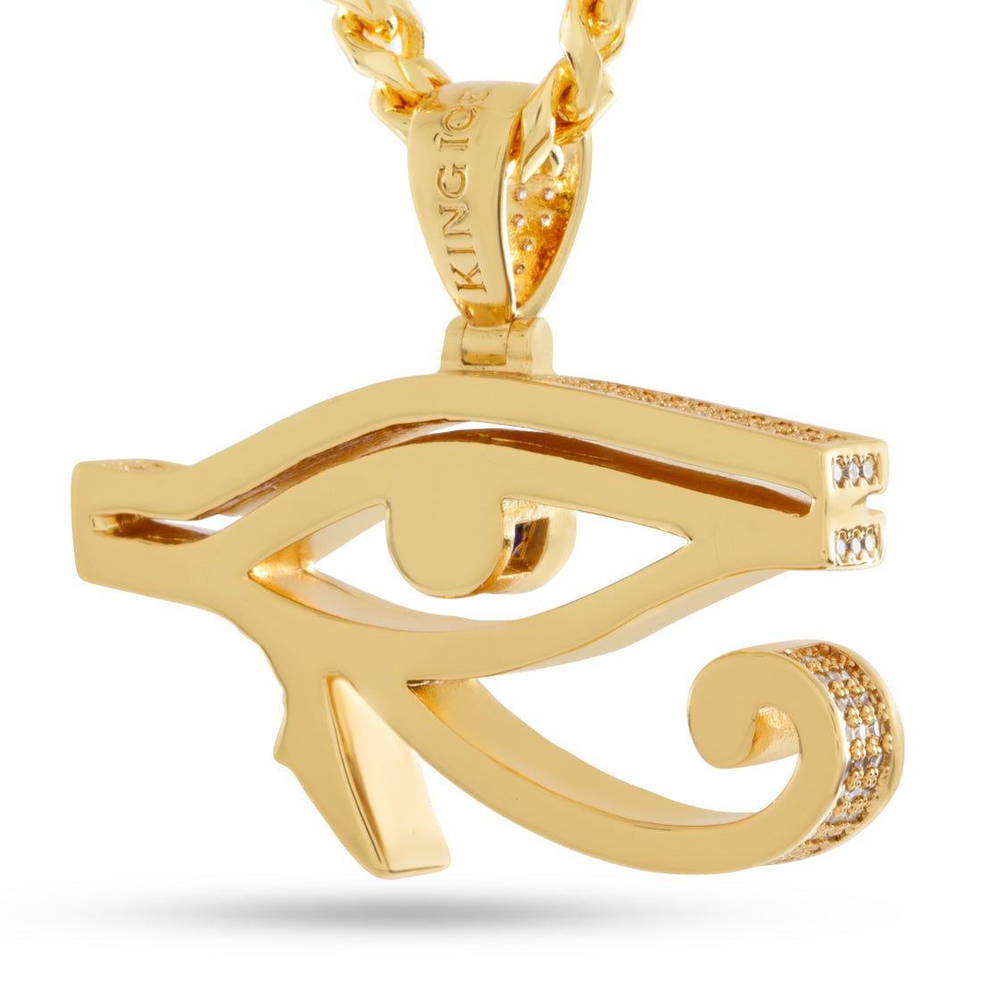 Cerulean Eye of Ra Necklace in 14K Gold / 1.4" by King Ice