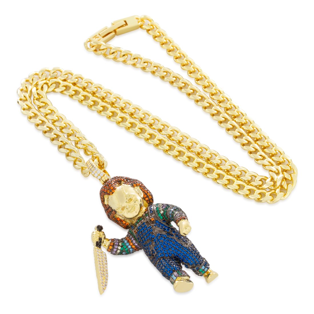 Chucky x King Ice - Evil Chucky Doll Necklace in 14K Gold / 2.4" by King Ice