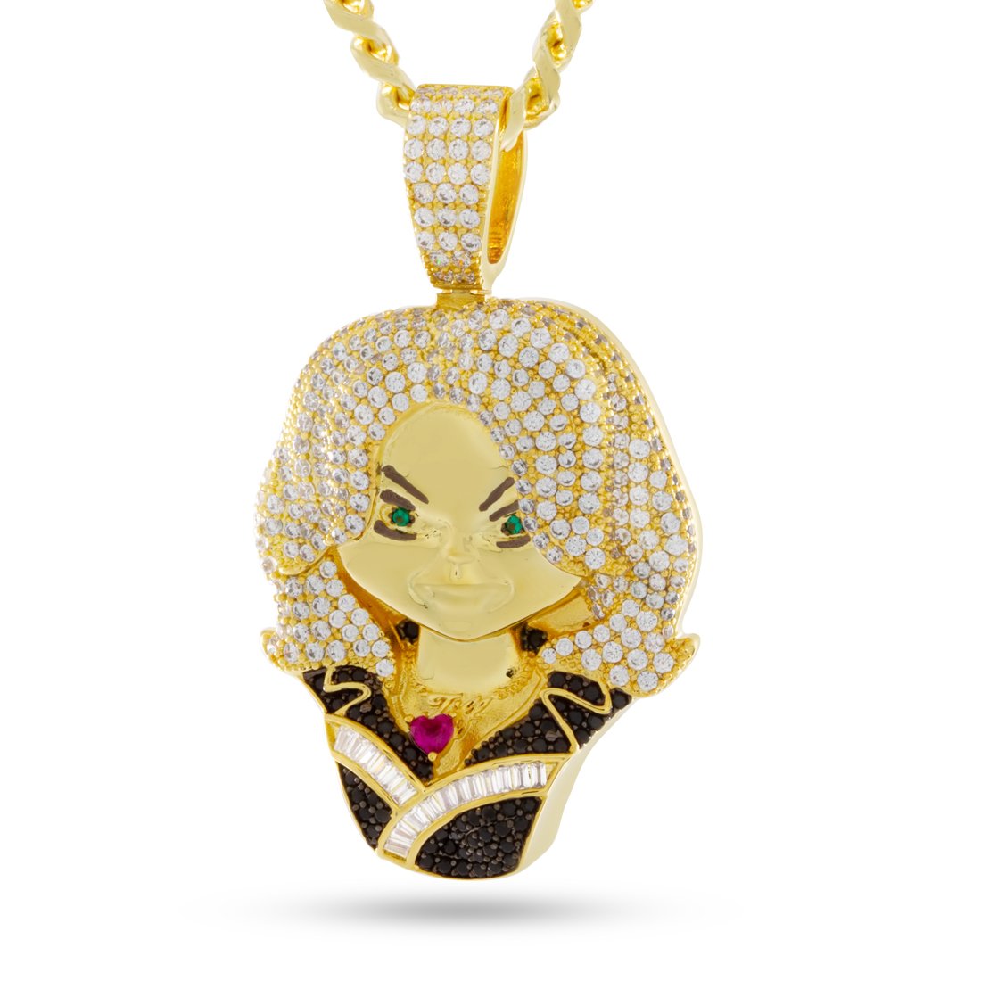 Chucky x King Ice - Tiffany Valentine Bust Necklace in 14K Gold / 2.2" by King Ice