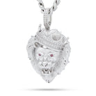 White Gold / M Classic Roaring Lion Necklace NKX10867-Silver