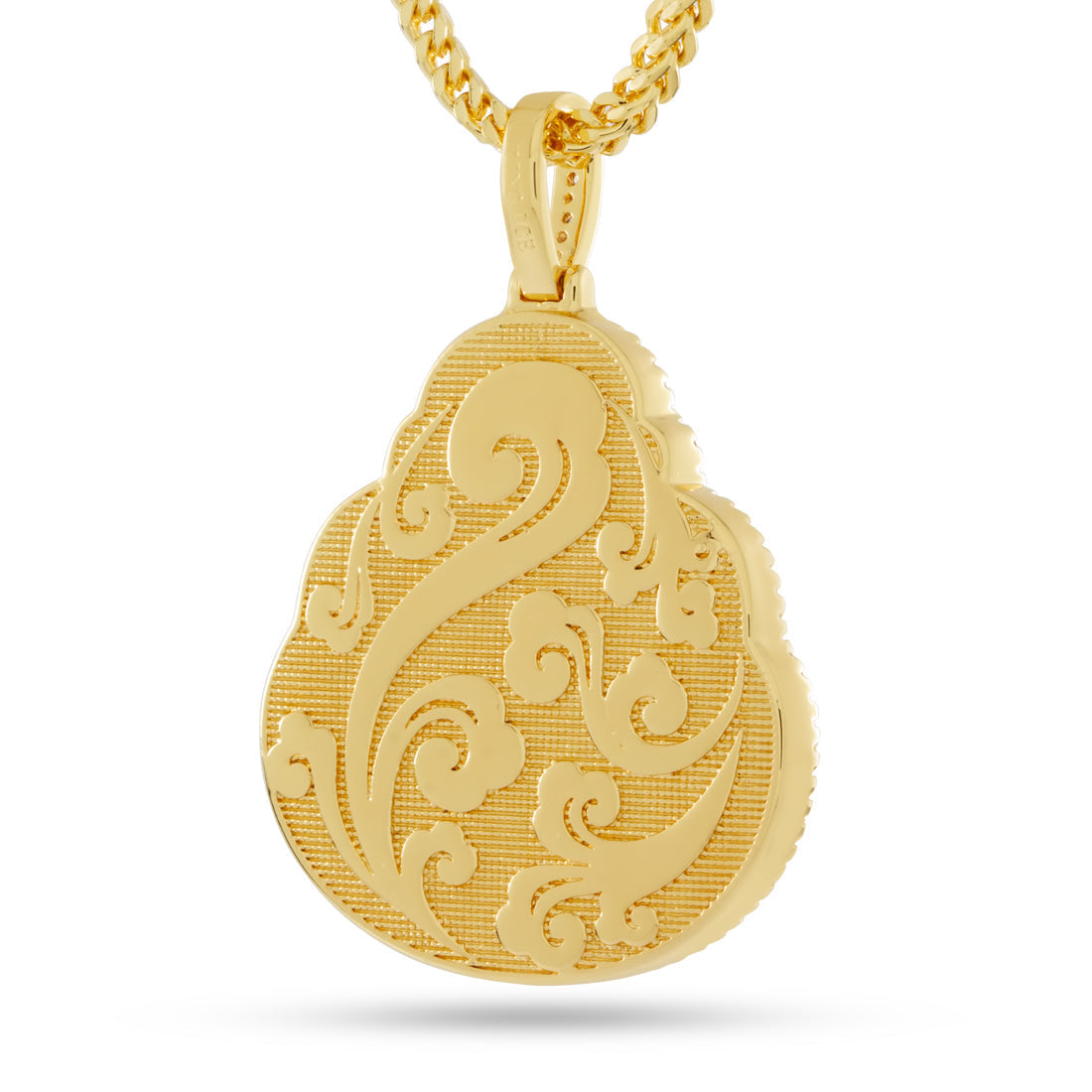 Coral Buddha Necklace in 14K Gold / 1.4" by King Ice
