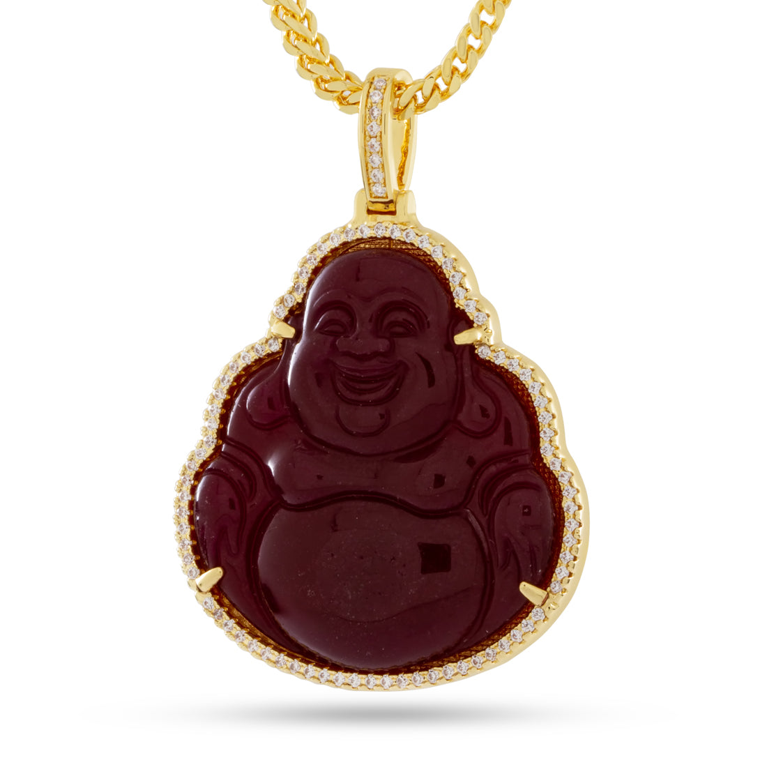 Coral Buddha Necklace in 14K Gold / 1.4" by King Ice