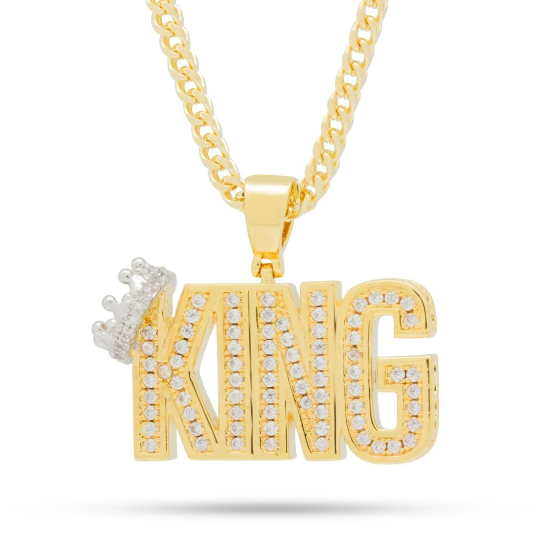 Crowned King Necklace in 14K Gold / 1.2" by King Ice