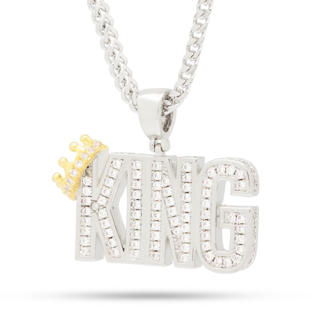 Crowned King Necklace in White Gold / 1.2" by King Ice
