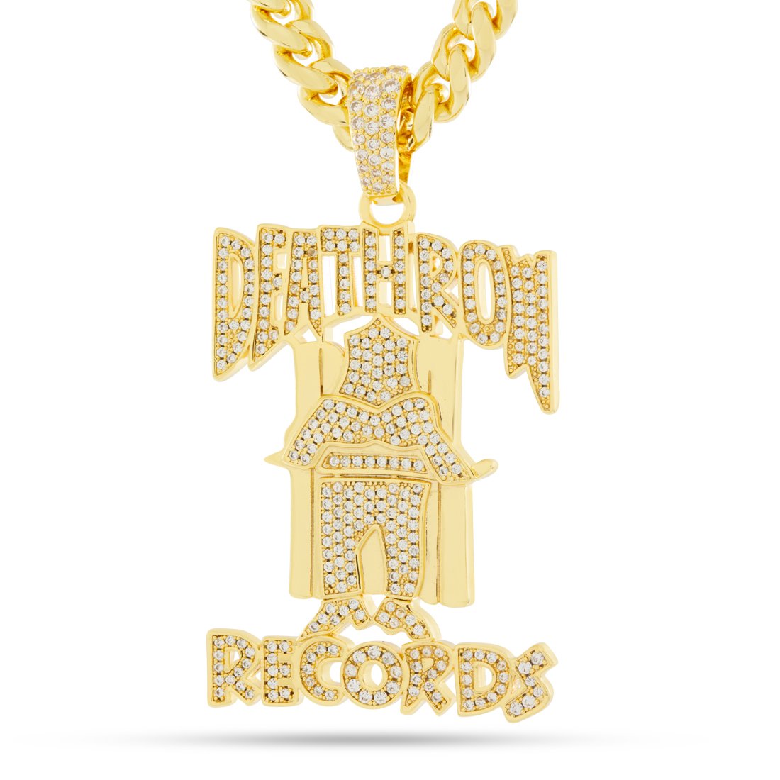 Death Row Records x King Ice - OG Death Row Logo Necklace  in  Gold Plated / 14K Gold / 2.5" by King Ice