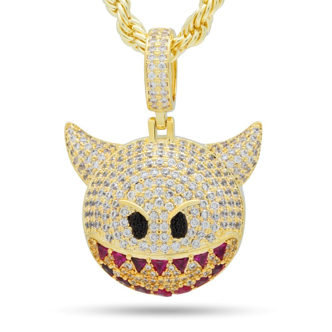 Devil Emoji Necklace in 14K Gold / 1.6" by King Ice