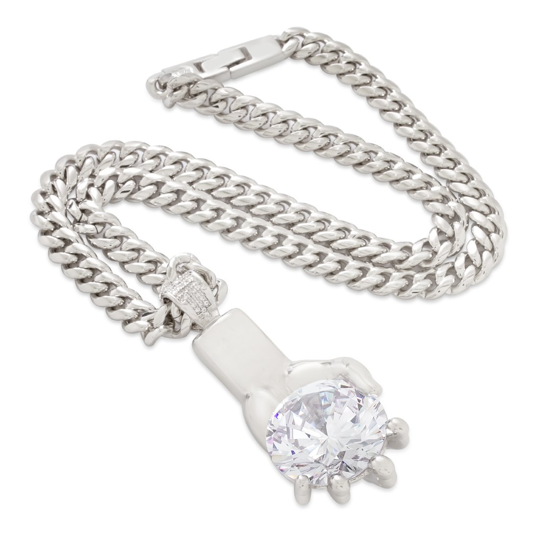 Diamond Hands Necklace in by King Ice