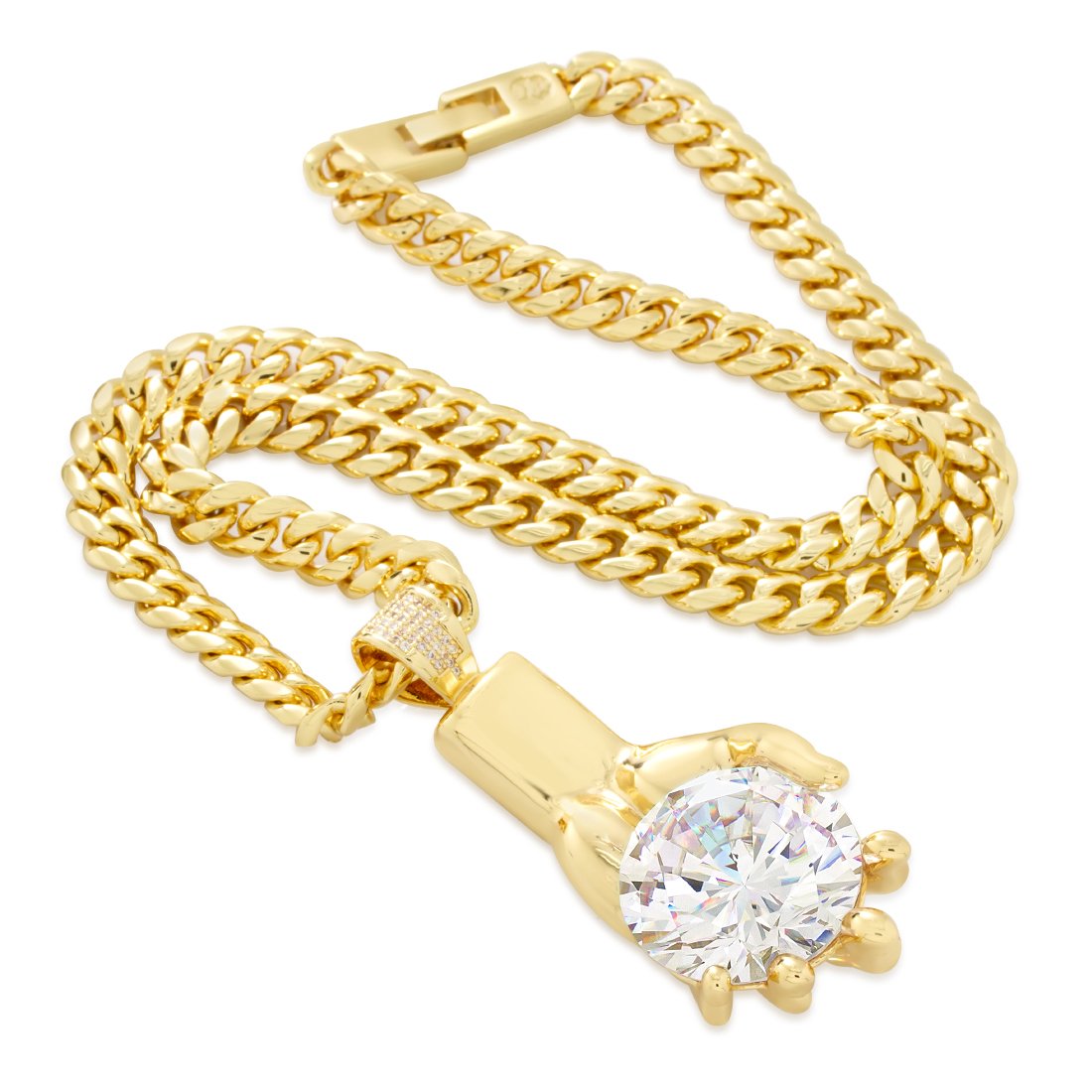 Diamond Hands Necklace in by King Ice