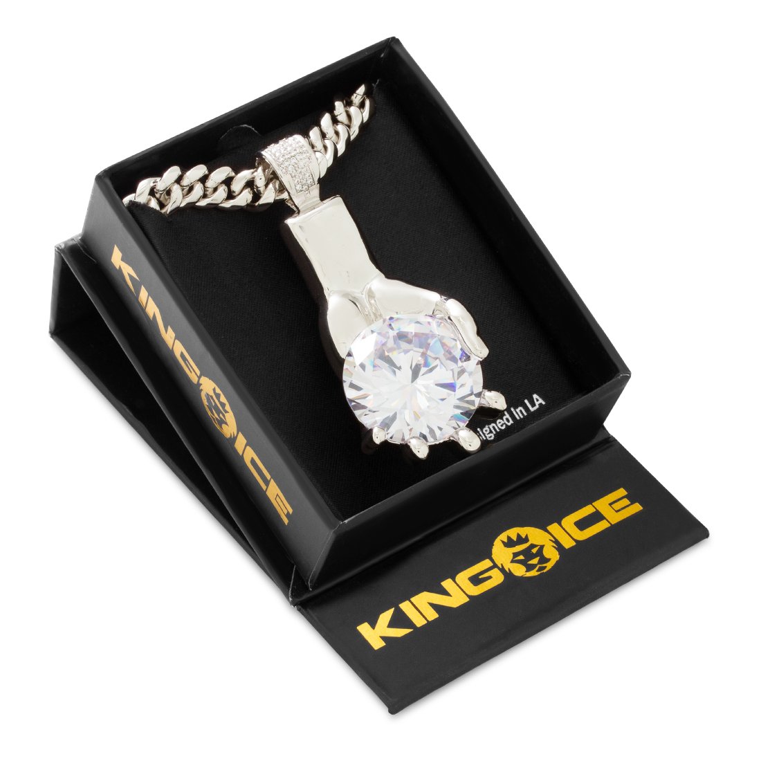Diamond Hands Necklace in by King Ice